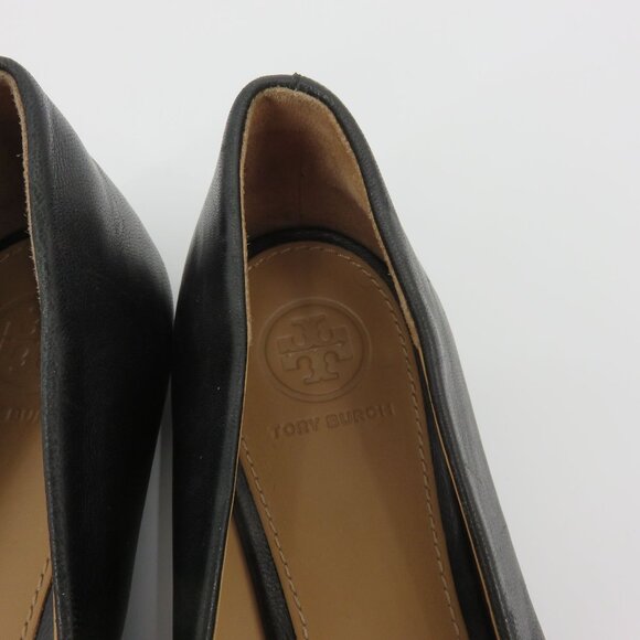 Tory Burch Lowell 2 Women 8 M Black Leather Ballet Flat Slip On Shoes 57778 Logo - Picture 11 of 16